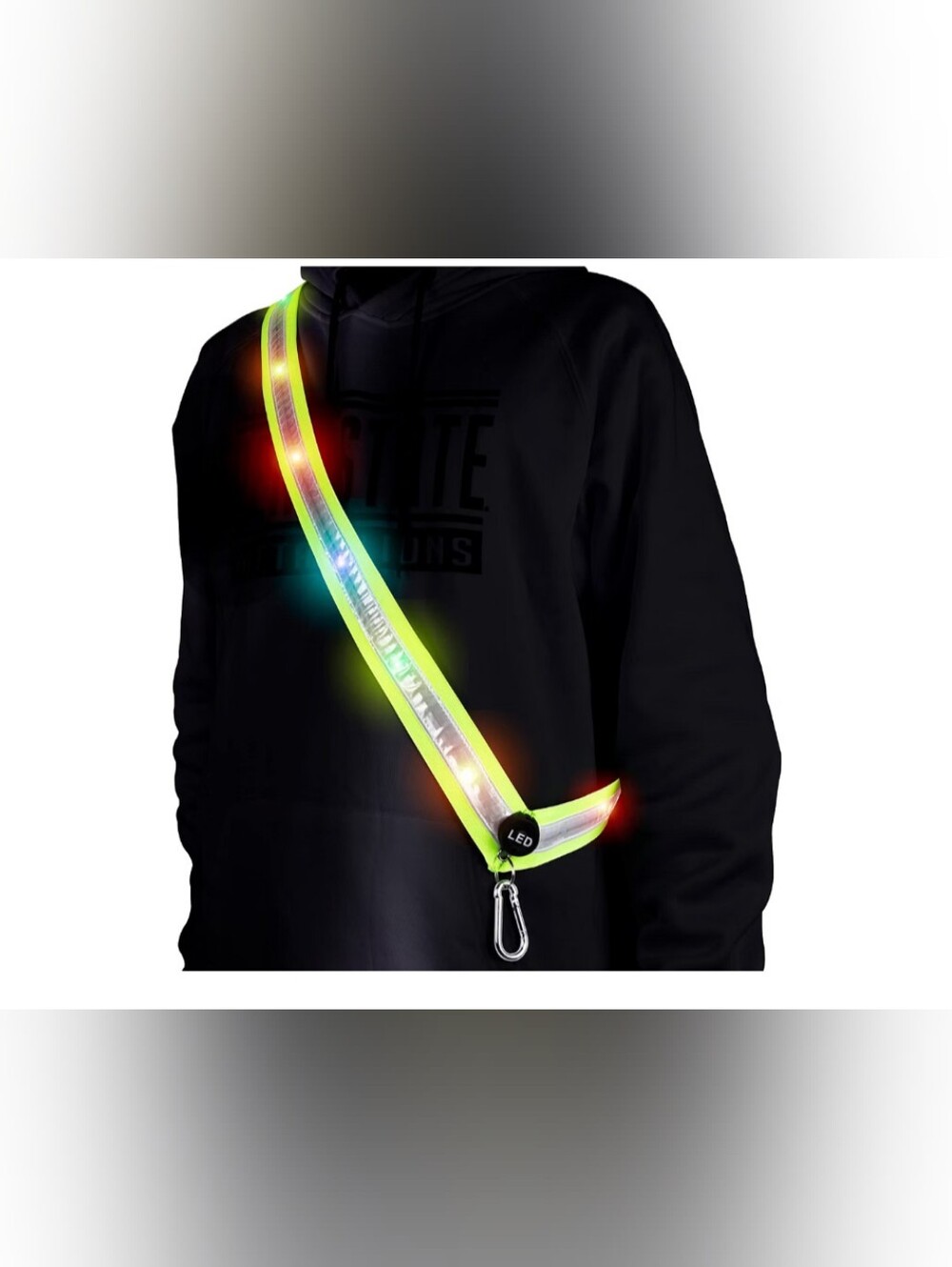 New Rechargable LED Reflective Safety Unisex Sash Strap - High Visibility Yellow